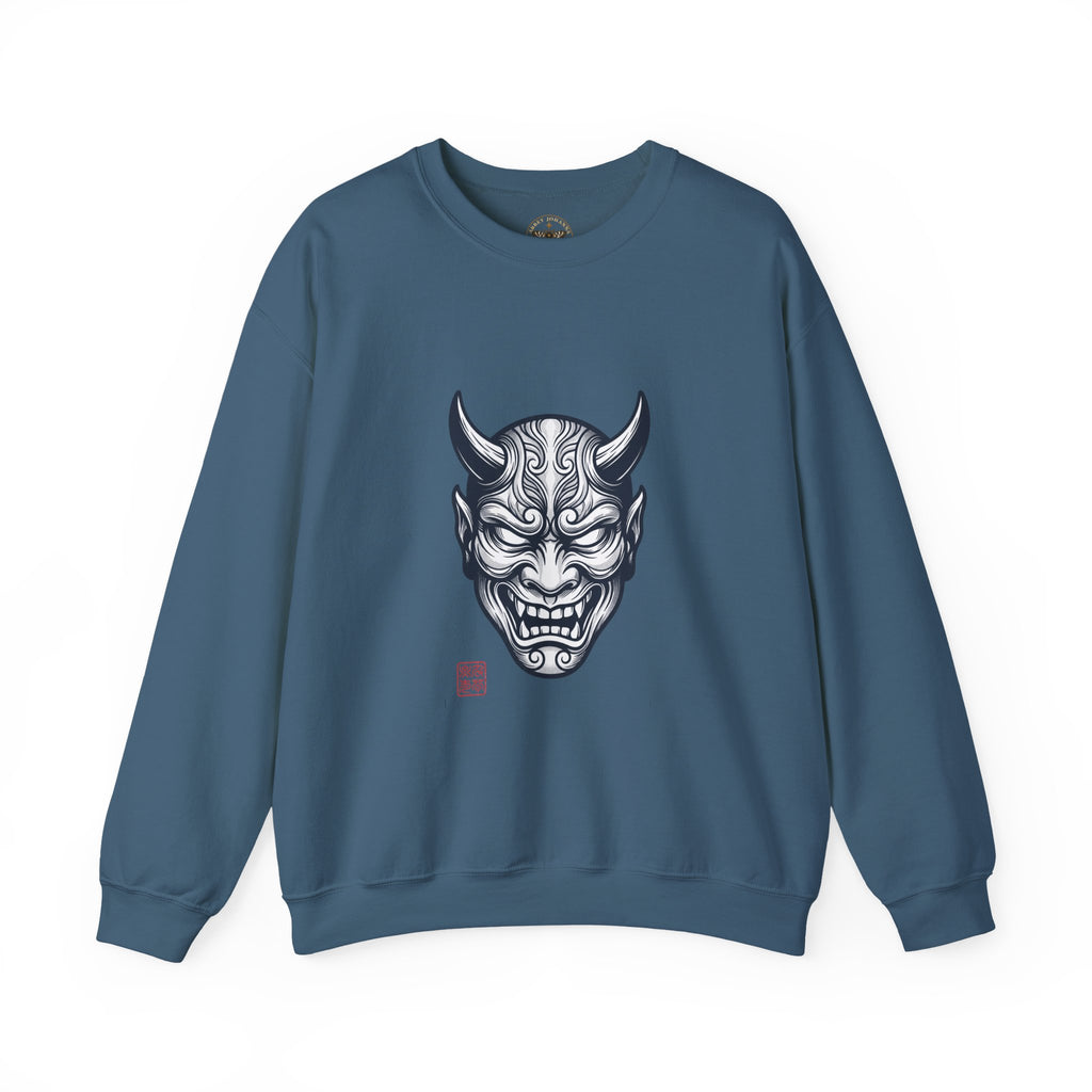 Oni Mask Illustration Crewneck Sweatshirt | Traditional Tattoo-Inspired, Bold Flash Art — view 21