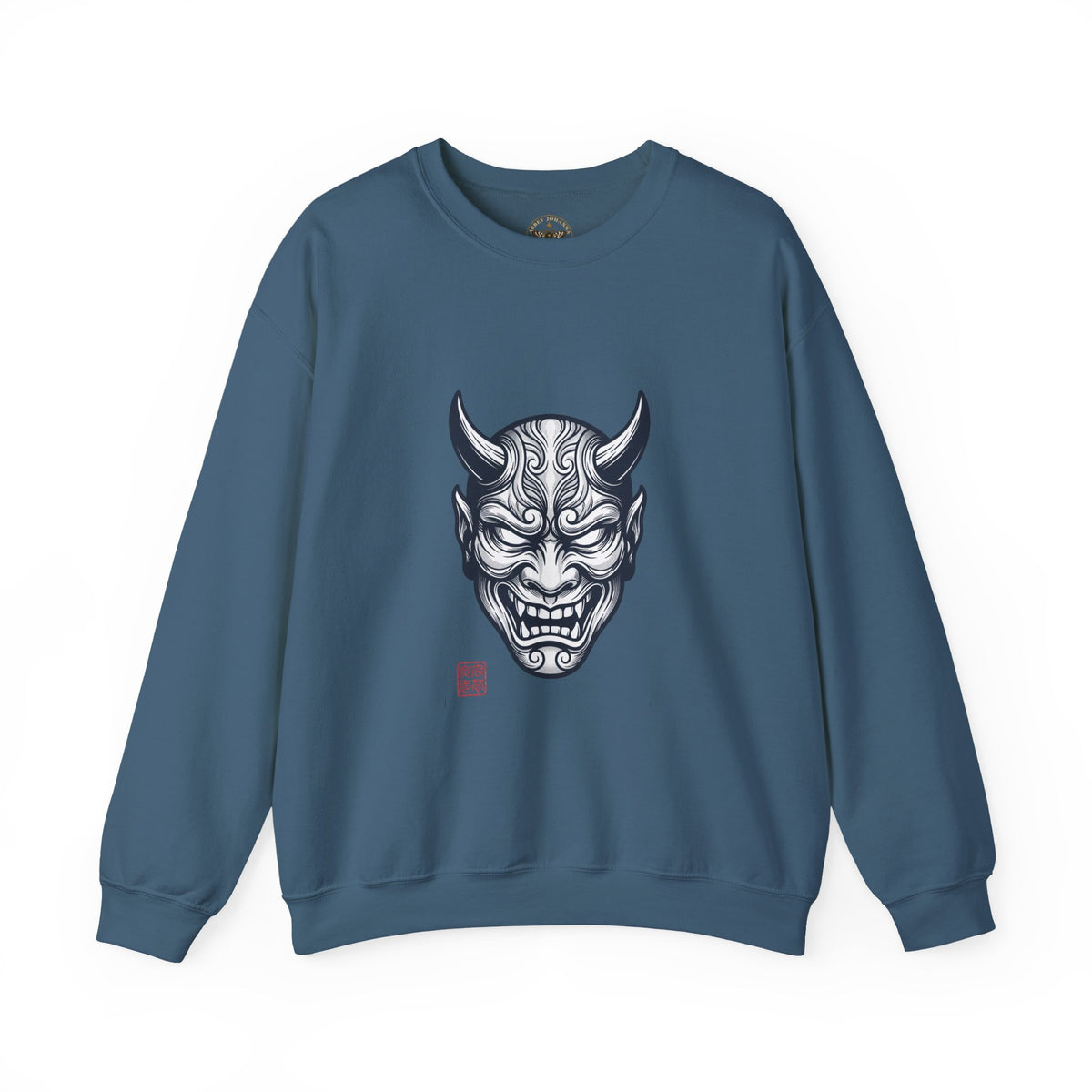 Oni Mask Illustration Crewneck Sweatshirt | Traditional Tattoo-Inspired, Bold Flash Art — view 21