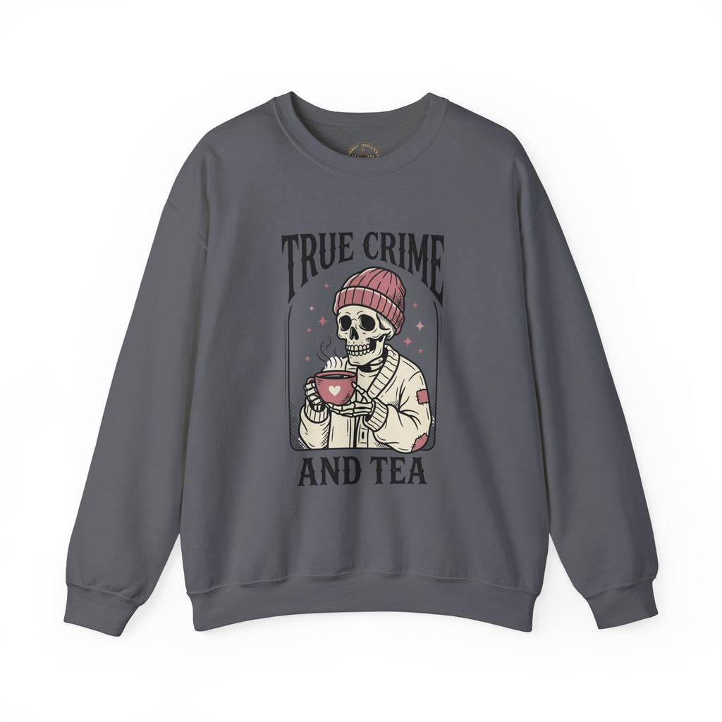 True Crime and Tea Sweatshirt | Skull Tea Mug Graphic, Podcast Lover Crewneck — view 6