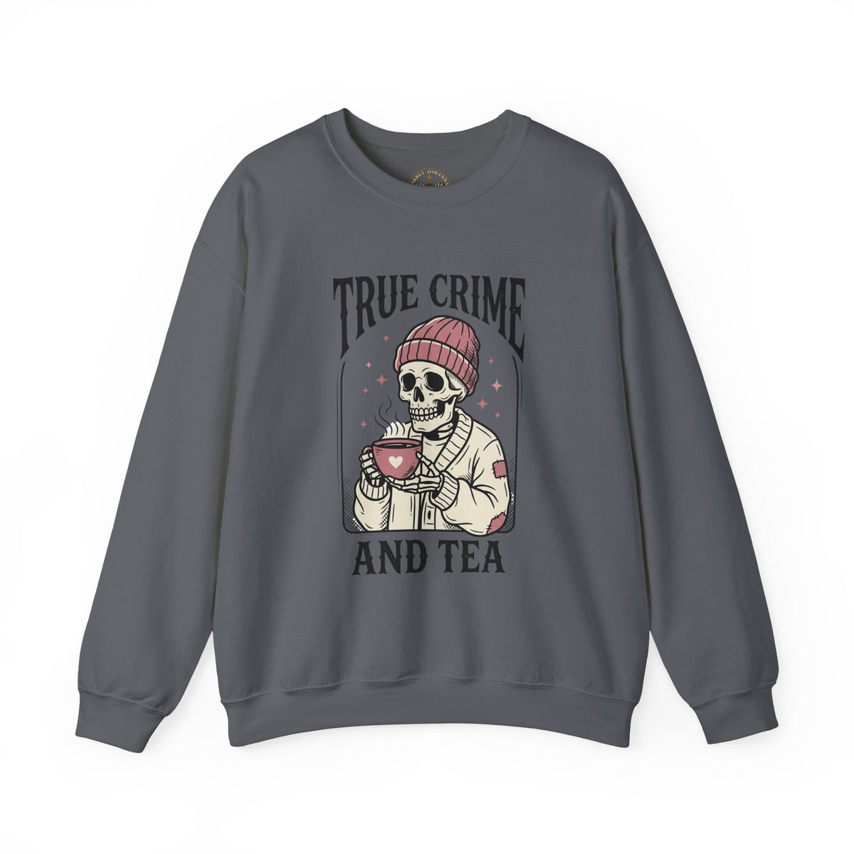 True Crime and Tea Sweatshirt | Skull Tea Mug Graphic, Podcast Lover Crewneck — view 6