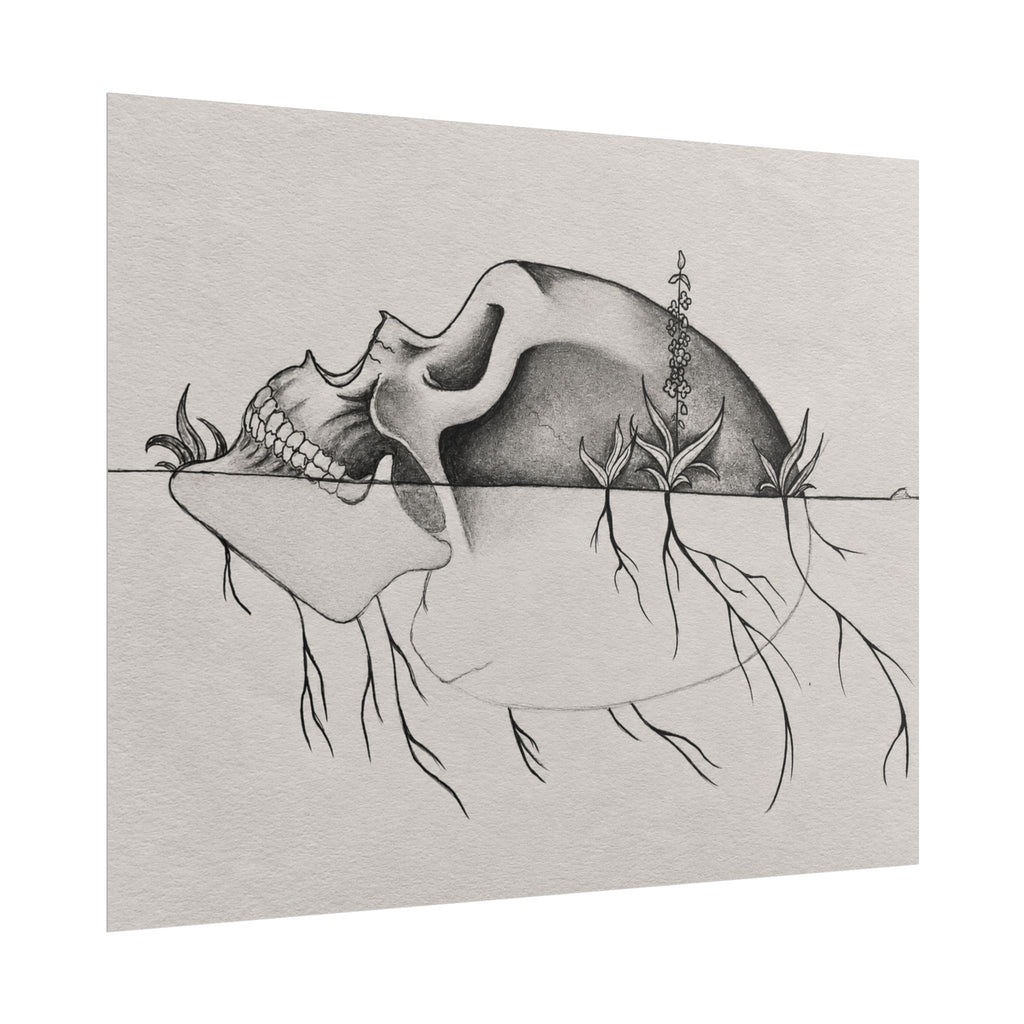 What Remains – Botanical Skull Wall Art | Original Charcoal & Graphite Drawing Print — view 8