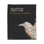Stay Curious raven and botanical plush throw blanket by Abbey Johanna — product view 4