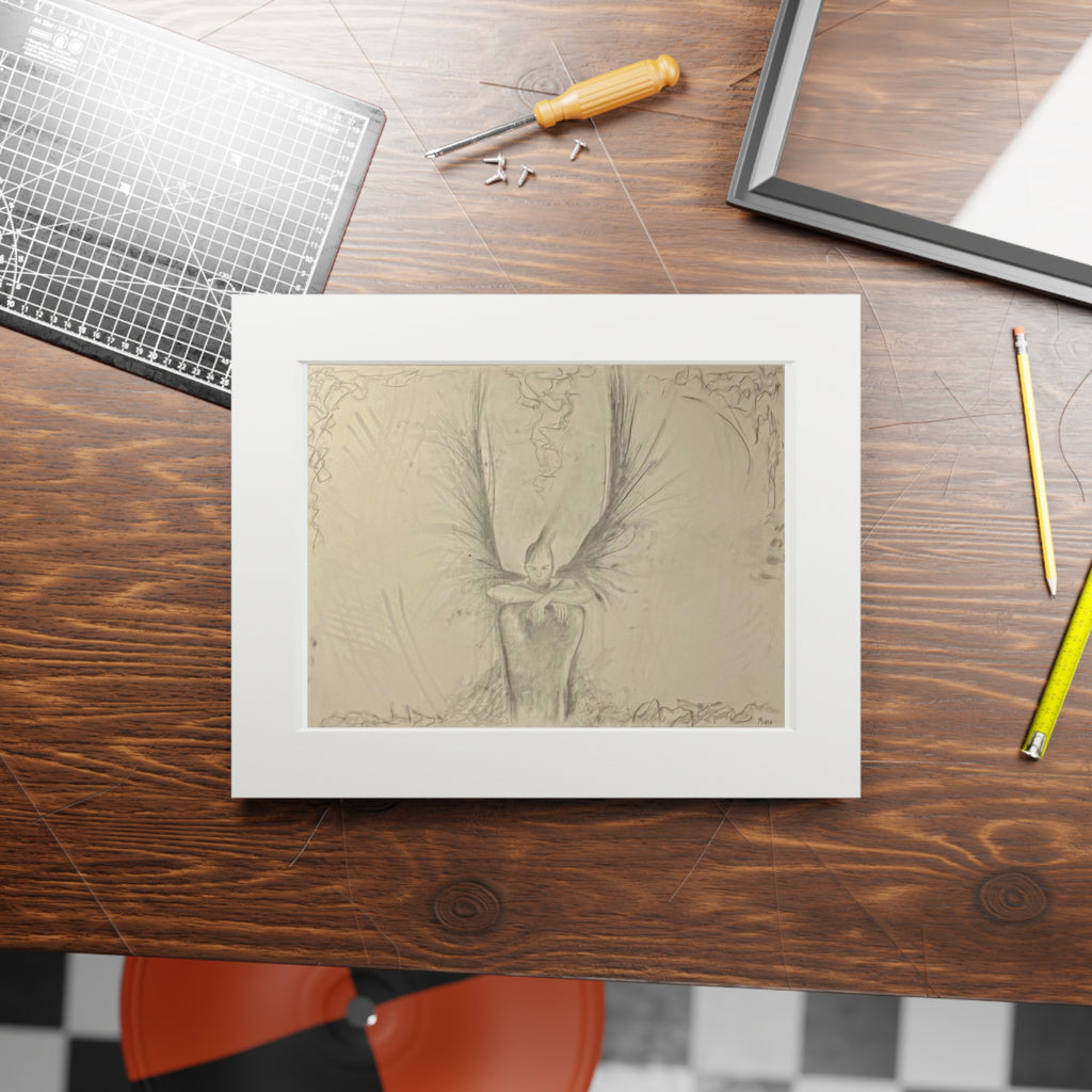 The Guardian — Giclée Fine Art Print with Passepartout | Original Charcoal Artwork