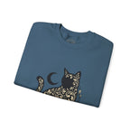 Gothic Botanical Cat Sweatshirt | Crescent Moon, Ornate Florals
