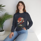 Traditional Tattoo-Style Crane Illustration Sweatshirt | Vintage Flash, Limited Palette — view 16
