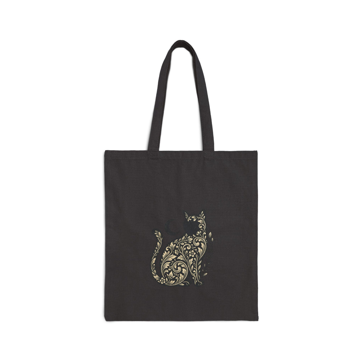 Floral Black Cat Tote | Gothic Botanicals Canvas Tote — view 2
