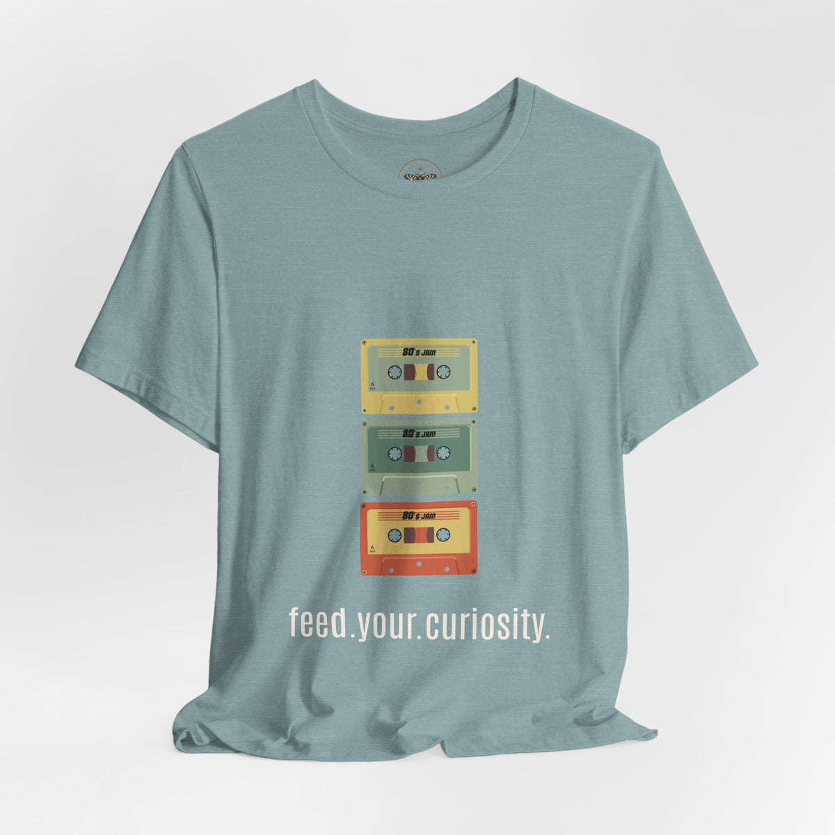 Feed Your Curiosity retro cassette tape graphic T-shirt — product view 10