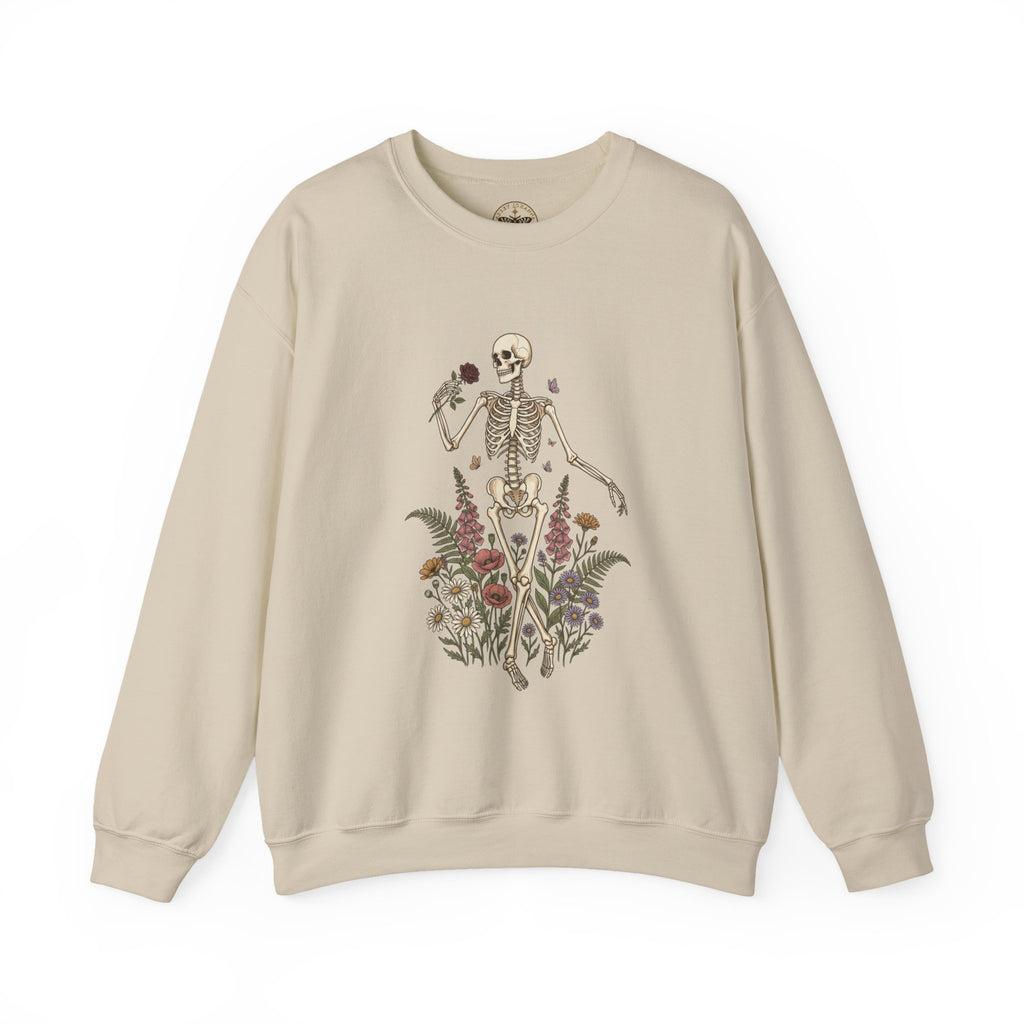 Skeleton with Blooms Crewneck, Gothic Botanicals sweatshirt
