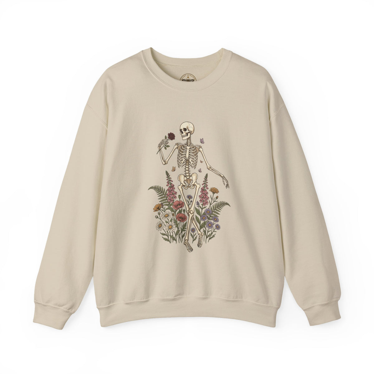 Skeleton with Blooms Crewneck, Gothic Botanicals sweatshirt