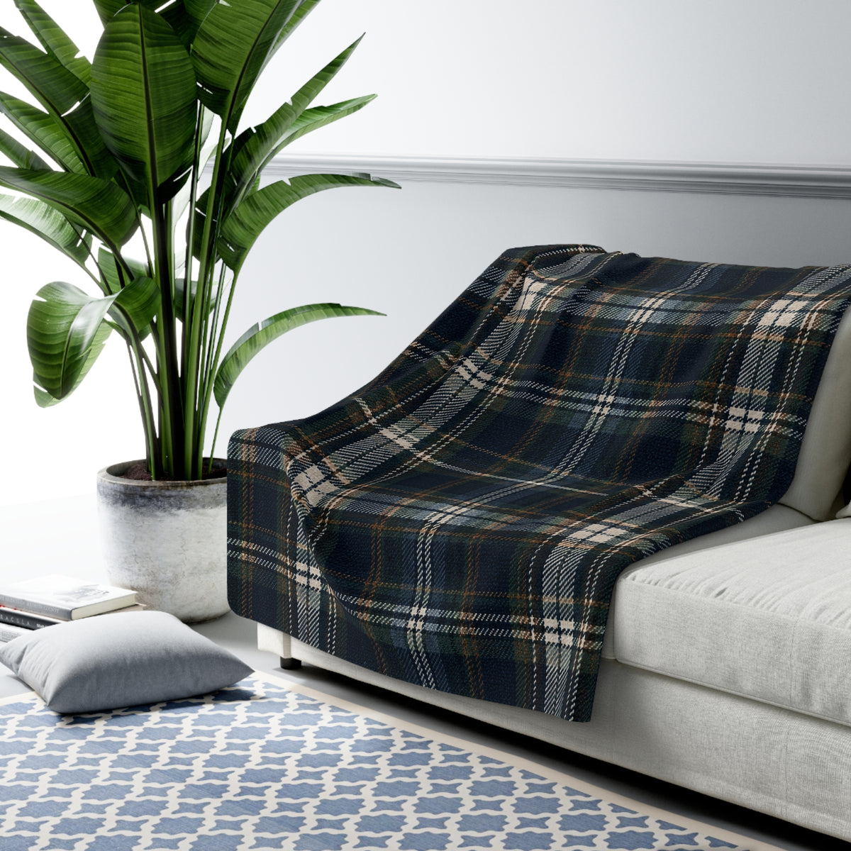 Nocturne Tartan Sherpa Throw | The Winter House Collection