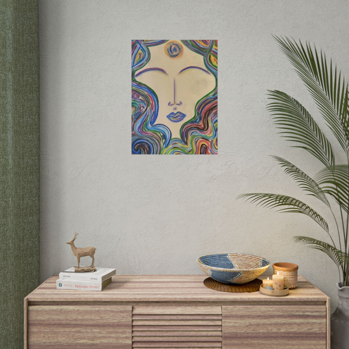 Bliss – Colorful Abstract Face Wall Art | Oil Pastel Art Print | Boho Eclectic Decor — view 6