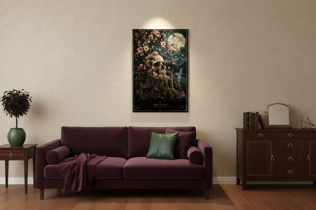 Gothic Sakura Skull Garden Art Print | Night Garden No. 001