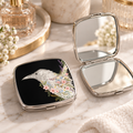 Floral Raven Compact Mirror – Pocket Square Mirror with Botanical Crow Design — product image 1