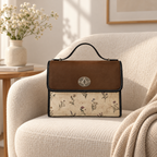 Vintage-Inspired Satchel Bag — Botanical Minimalism Accent, Leather Trim Waterproof Canvas Shoulder Bag — product image 2