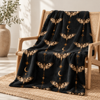 Moon & Moth Sherpa Blanket — Cozy Celestial Throw for Mystical Home Décor — product image 1