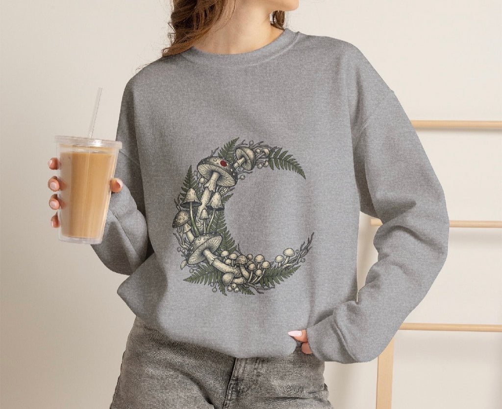 Crescent Moon Floral Wreath Sweatshirt | Gothic Botanicals — view 2