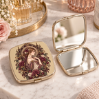 Vintage Romantic Compact Mirror — Art Nouveau Lady with Roses — product image 1
