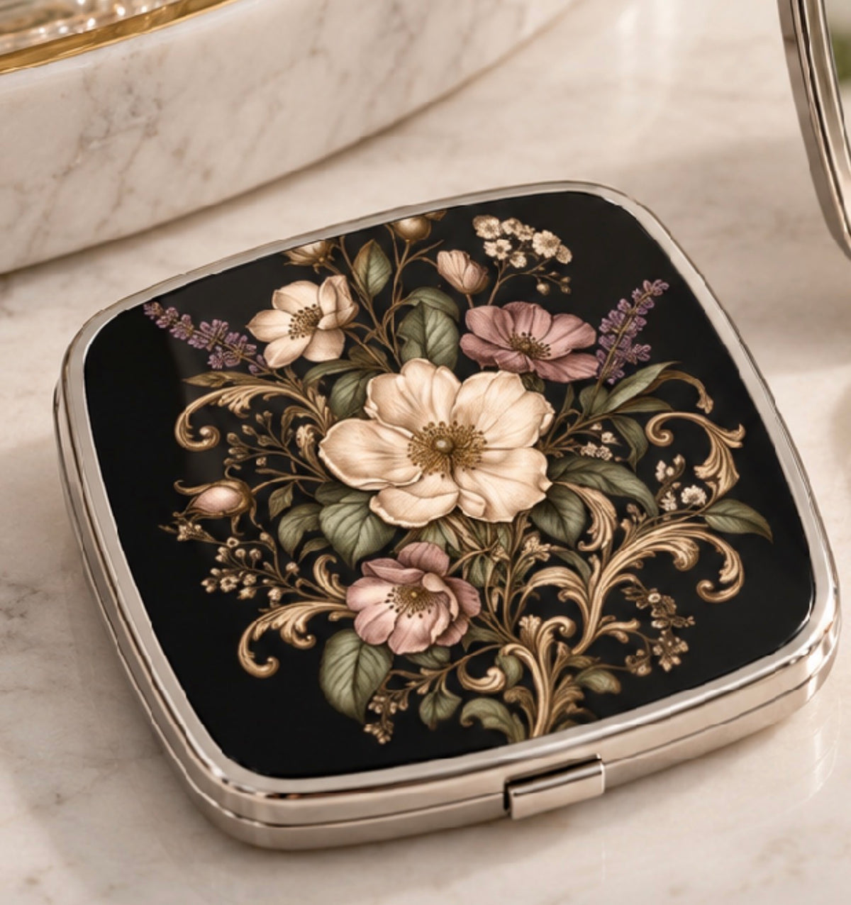 Vintage Botanical Square Pocket Mirror — product image 2