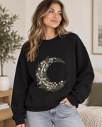Crescent Moon Floral Wreath Sweatshirt | Gothic Botanicals — view 1