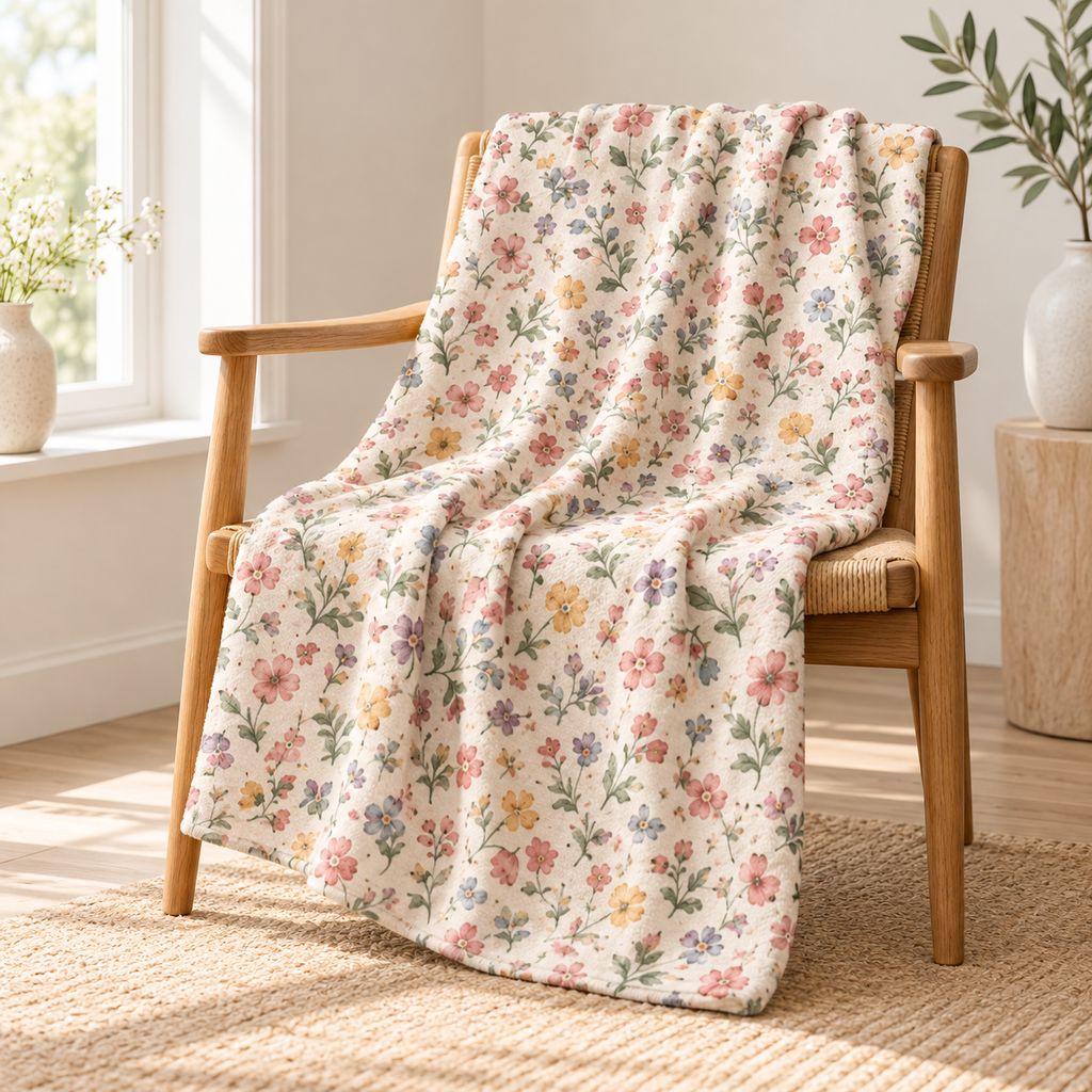 Sherpa Blanket — Pastel Wildflower Cozy Throw — product image 1