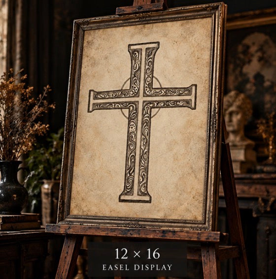 Sacred Bloom Cross Canvas Wall Art | Christian Cross Print | Vintage Faith Decor — product image 4