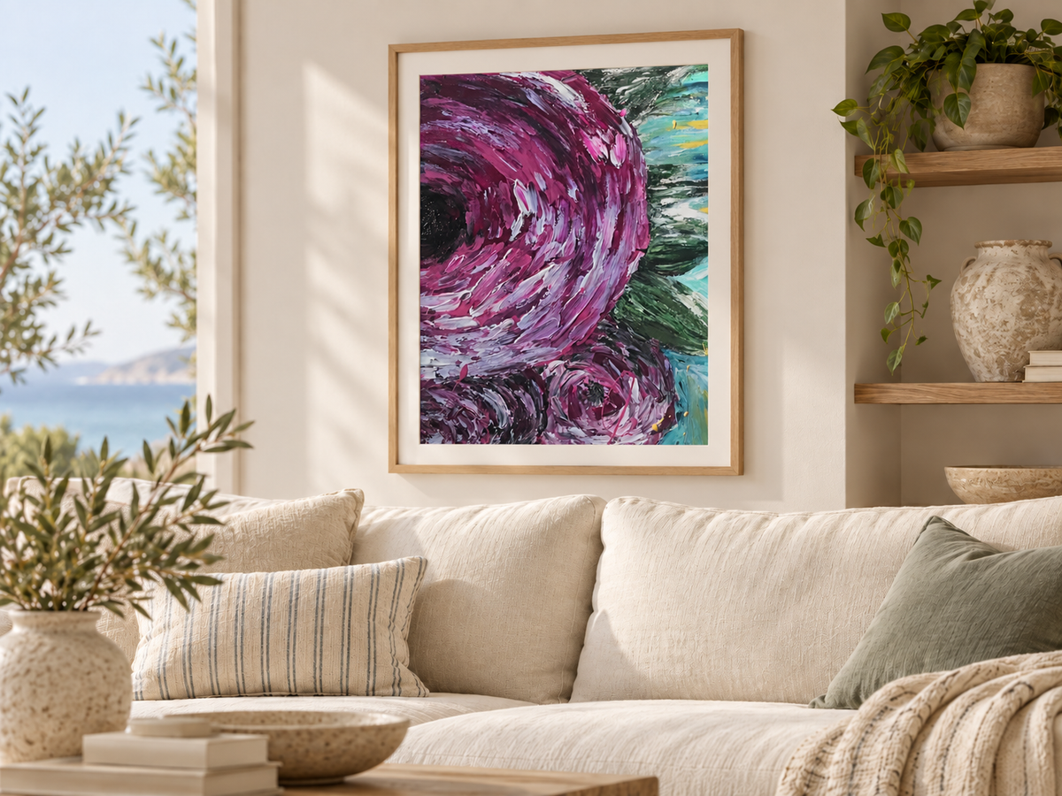 Rosie Posie – Purple Abstract Floral Original Reproduction Fine Wall Art Print | Moody Oil Painting Decor — product image 2