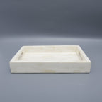White Bone Inlay Decorative Tray Table Ottoman 11x17 12x12