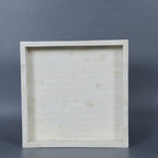 White Bone Inlay Decorative Tray Table Ottoman 11x17 12x12