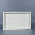 White Bone Inlay Decorative Tray Table Ottoman 11x17 12x12