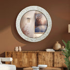 make to order mother of pearl resin inlay wall hanging mirror frame 22 dia