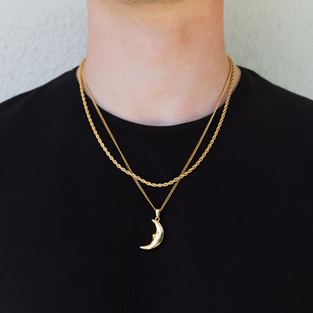 Crescent Moon Pendant Necklace Set