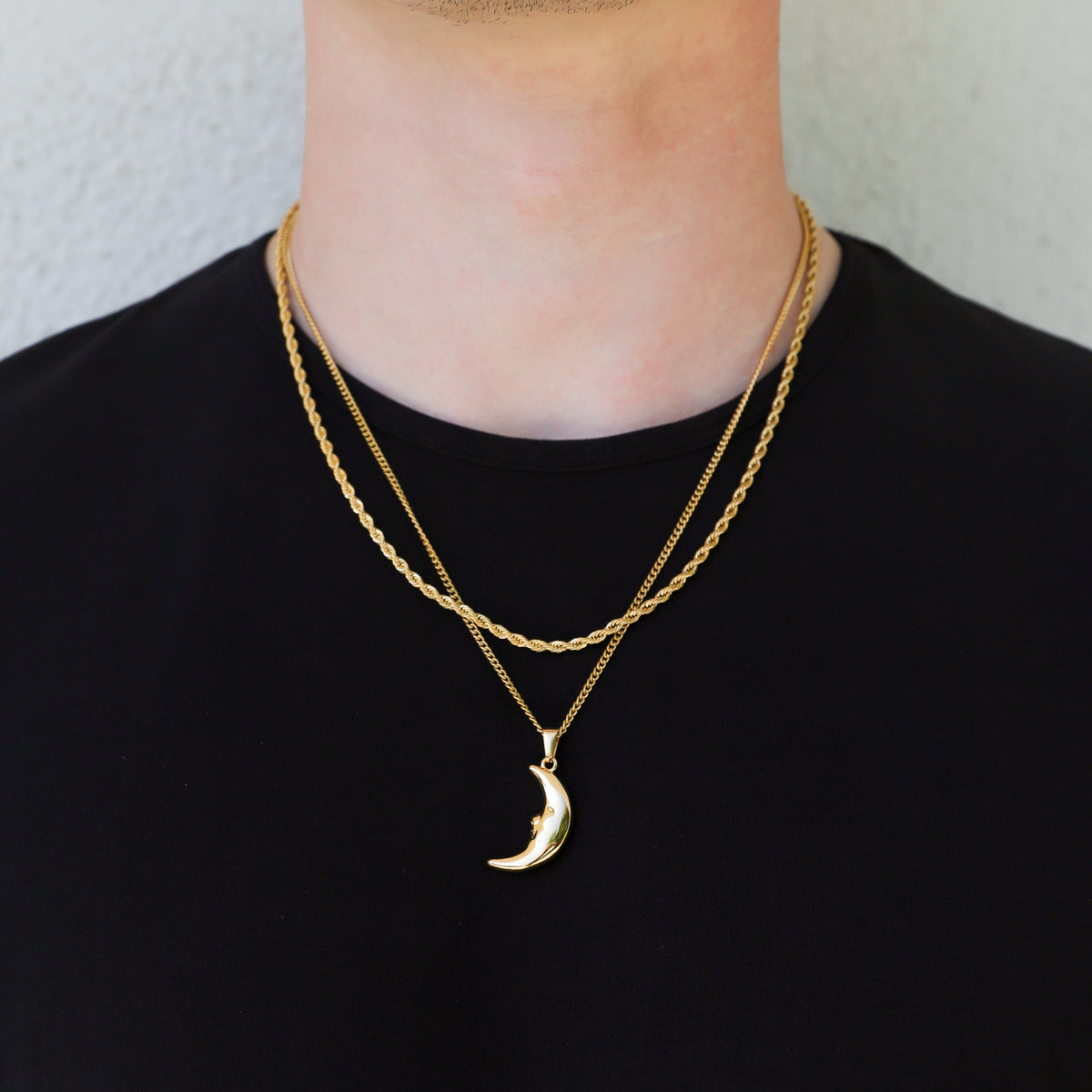 Crescent Moon Pendant Necklace Set