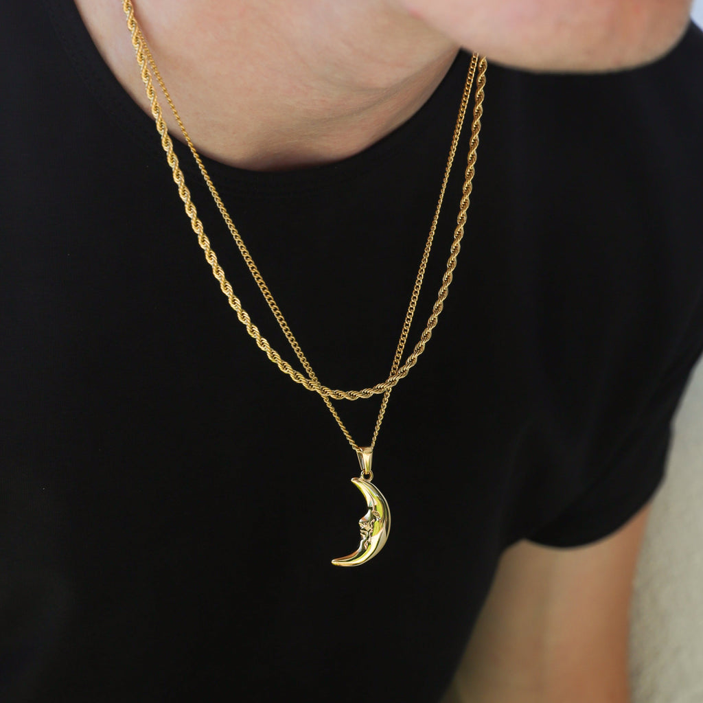 Crescent Moon Pendant Necklace Set