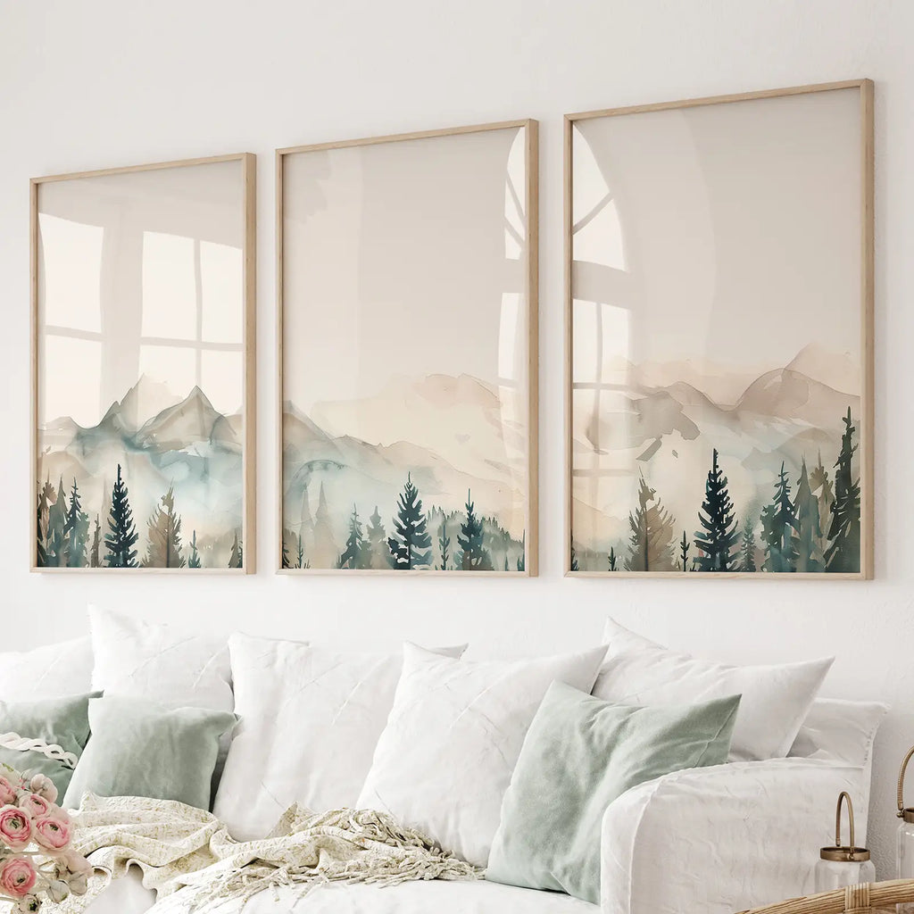 Nature Prints Modern Minimal Forest Wall Art Set