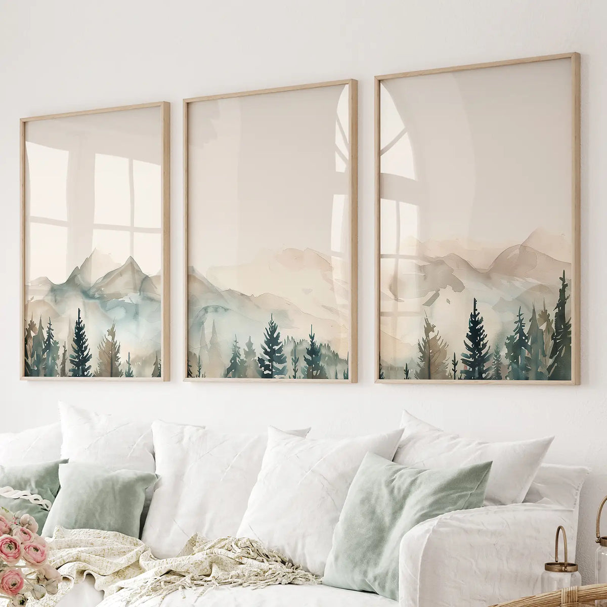 Nature Prints Modern Minimal Forest Wall Art Set
