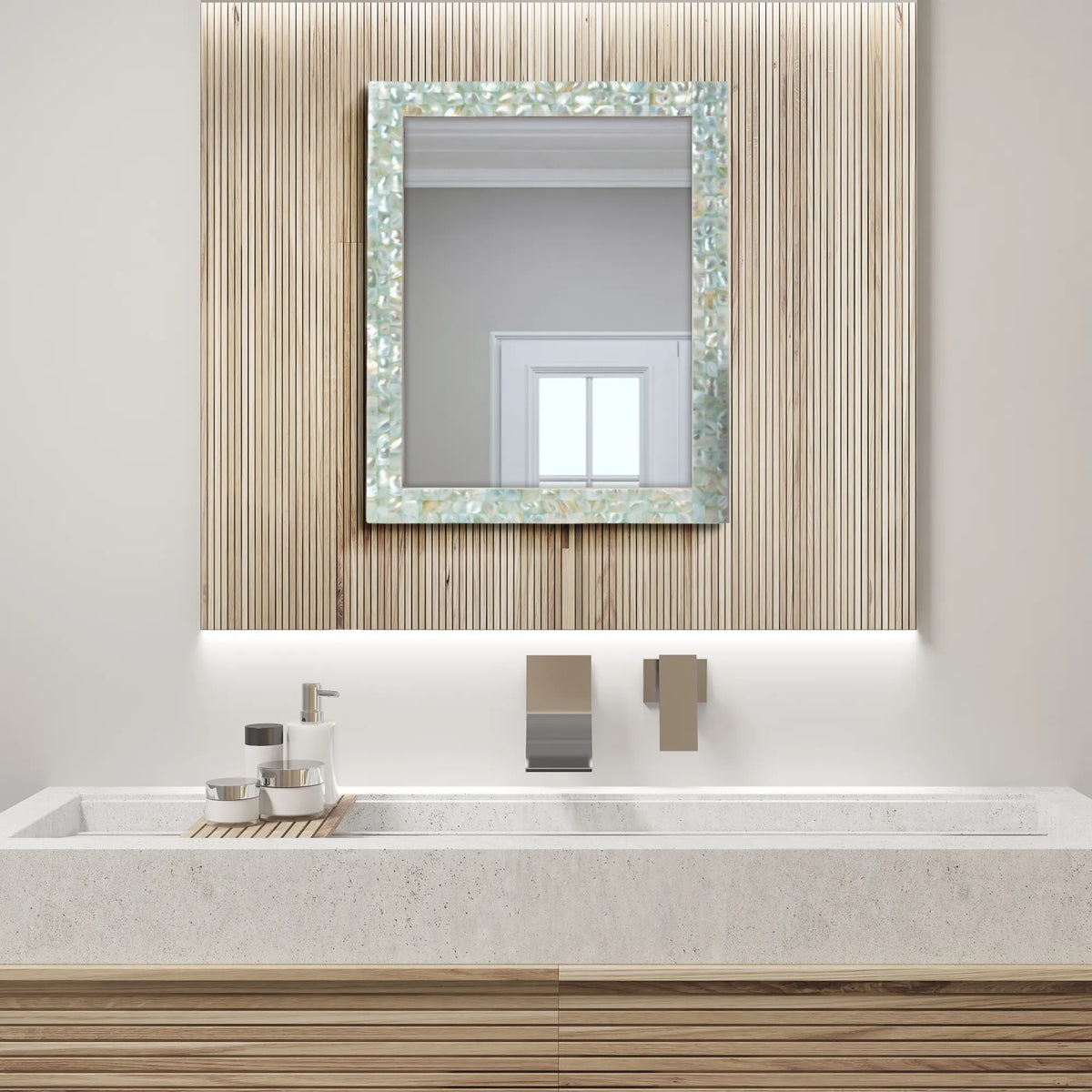 Make To Order Mother Of Pearl Green Mirror - 16x20 inches