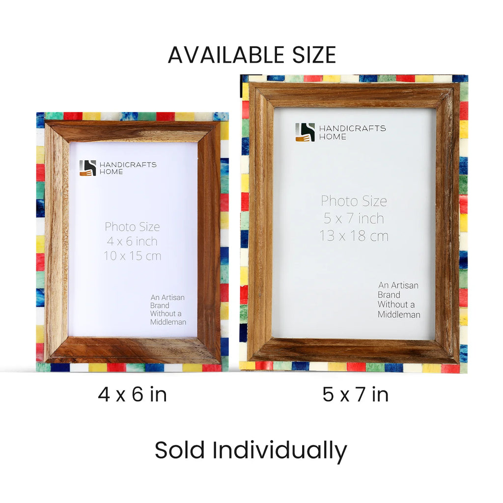 Picture Frame Fairground Circus Collection wood , bone inlay  Multi-Color – 4x6 & 5x7"