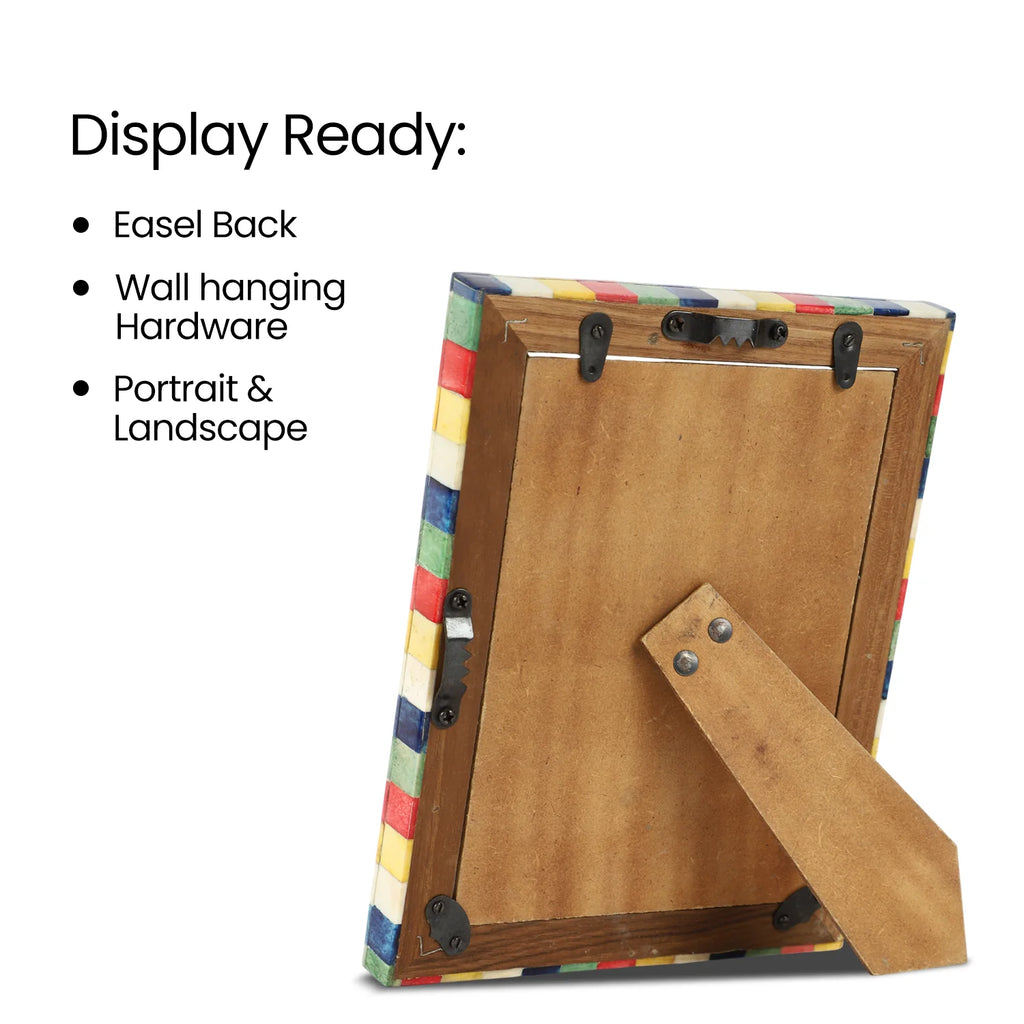 Picture Frame Fairground Circus Collection wood , bone inlay  Multi-Color – 4x6 & 5x7"