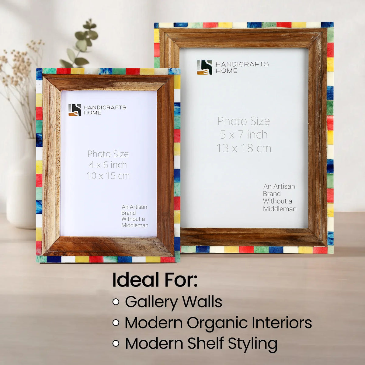 Picture Frame Fairground Circus Collection wood , bone inlay  Multi-Color – 4x6 & 5x7"