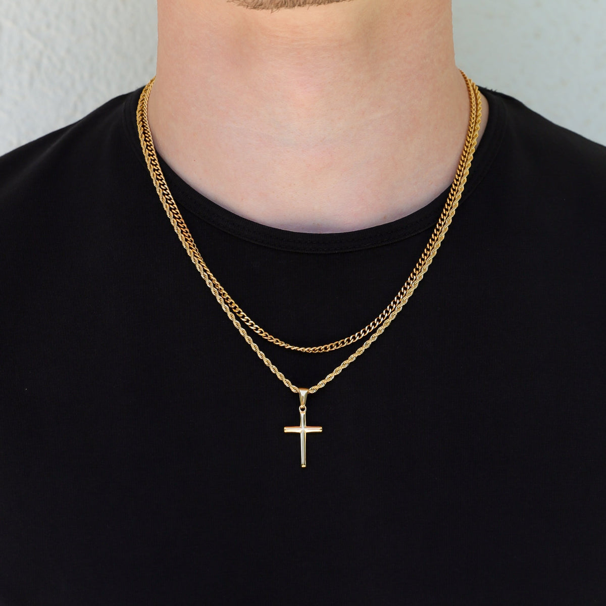 Small Cross Necklace Silver Set