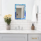 Make To Order Indigo Pattern Mirror Bone Inlay Collection - 24x36 inches