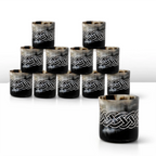 Whiskey Shot Cups Set Knot Pattern Real Ox Horn 6.5 oz, Pack 4, 8 & 12