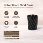 Whiskey Shot Cups Set Twist Pattern Real Ox Horn 6.5 oz, Pack 4, 8 & 12