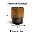 Whiskey Shot Cups Set Strips Pattern Real Ox Horn 6.5 oz, Pack 4, 8 & 12
