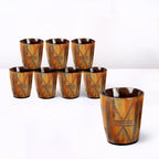 Whiskey Shot Cups Set Crossroad Pattern Real Ox Horn 6.5 oz, Pack 4, 8 & 12