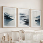 Minimalist Mountain Lake Set of 3. Modern Landscape Prints