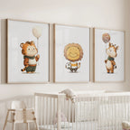 Woodland Jungle Set of 3 Prints. Lion, Giraffe, Tiger Art