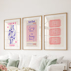 Guest Check, Playing Card Art. Retro Dopamine Set of 3 Prints