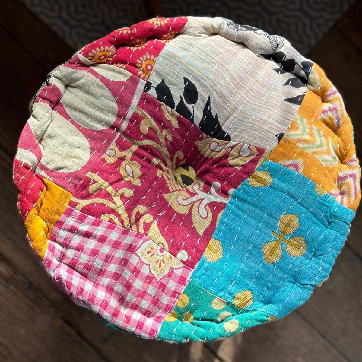 Hand Embroidered Floor Pouf