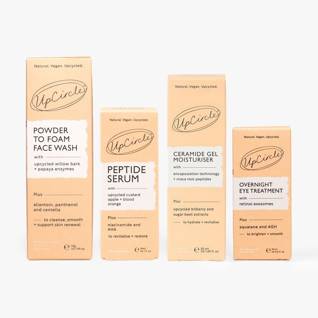 The Menopause Skin Set: Face Wash, Peptide Serum, Overnight Eye Treatment + Ceramide Gel Moisturizer